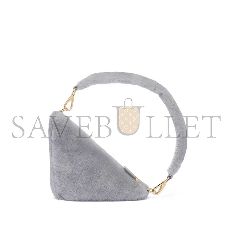 Pra*a mini triangle logo shearling shoulder bag 1nq044 (28*16*7cm)